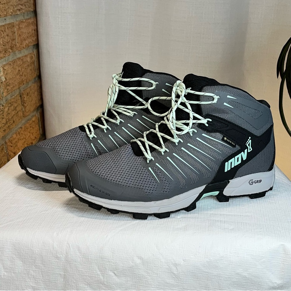 Inov-8 Roclite G 345 GTX Hiking Boots Gray Mint Waterproof Women’s 8